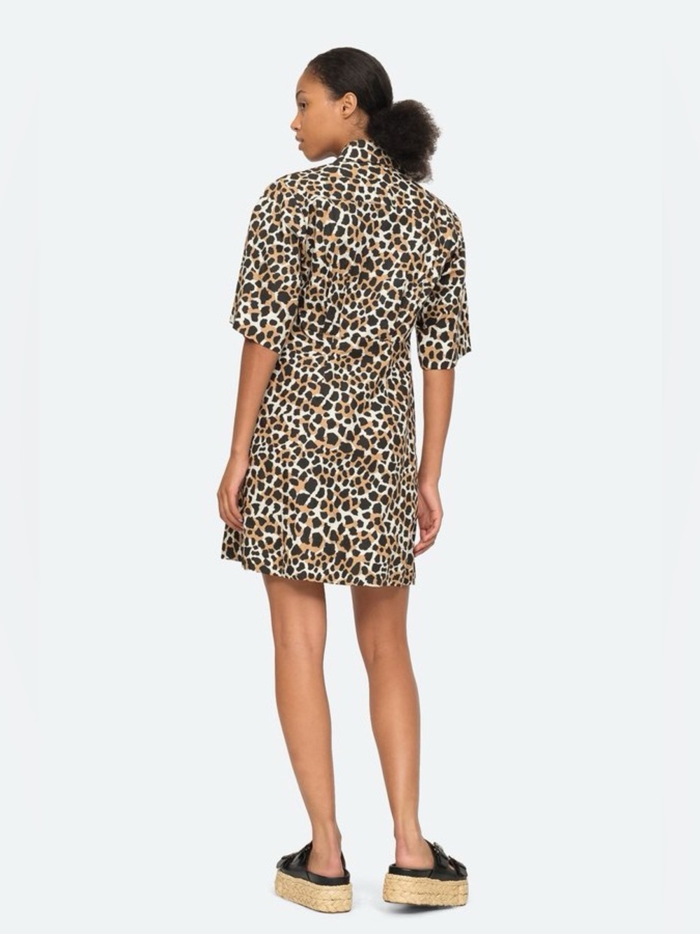 NWT SEA New York Apollo Shirt Dress Natural Leopard Print Women’s Size 2 - Picture 2 of 8